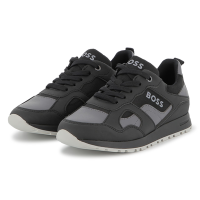 Zapatillas de imitaci&oacute;n y lona BOSS NI&Ntilde;O