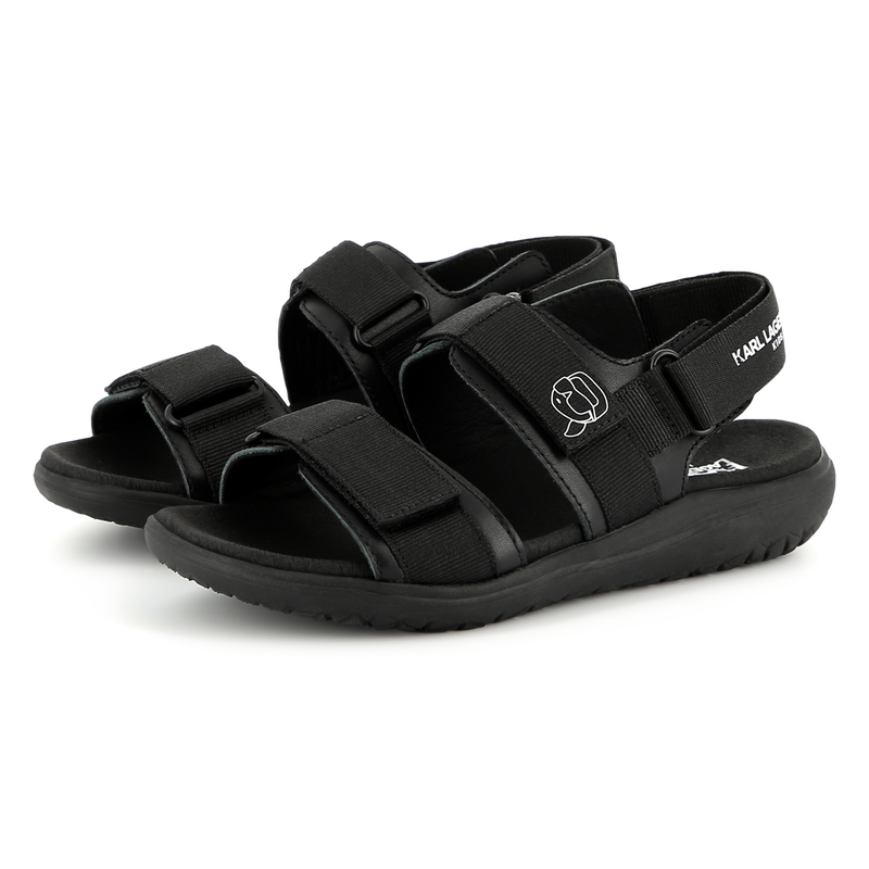 Sandalias de cuero con velcro KARL LAGERFELD KIDS 
                        NI&Ntilde;O