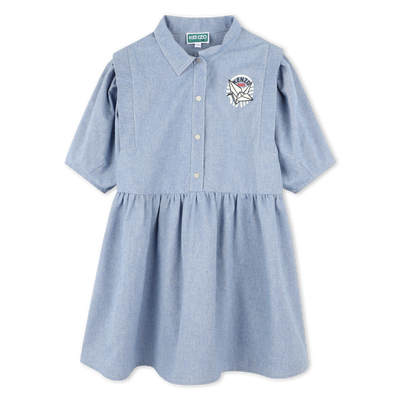 Vestido camisero de algod&oacute;n KENZO KIDS NI&Ntilde;A