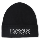 Gorro de punto con logo, NEGRO, hi-res