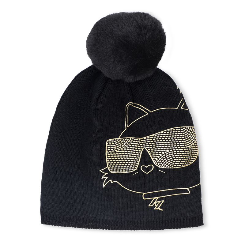 Gorro de punto con pomp&oacute;n KARL LAGERFELD KIDS 
                        NI&Ntilde;A