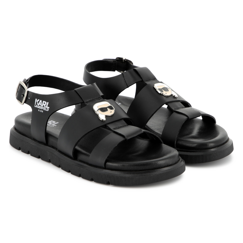 Sandalias de cuero con hebilla KARL LAGERFELD KIDS 
                        NI&Ntilde;A