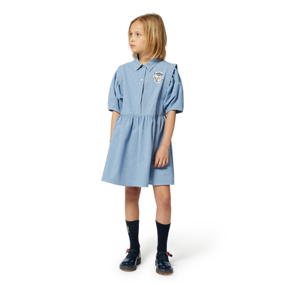 Vestido camisero de algod&oacute;n KENZO KIDS NI&Ntilde;A