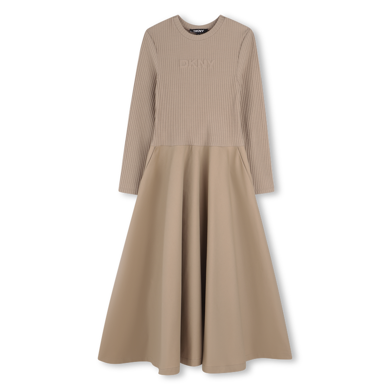 Vestido largo bimaterial DKNY 
                        NI&Ntilde;A