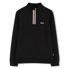 Sudadera stand-up con cremallera, NEGRO, hi-res
