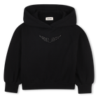 Sudadera con capucha con hombros ca&iacute;dos, NEGRO, hi-res
