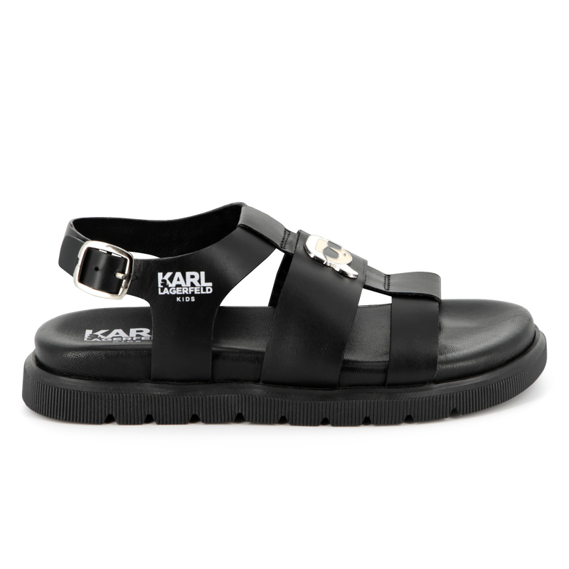Sandalias de cuero con hebilla KARL LAGERFELD KIDS 
                        NI&Ntilde;A