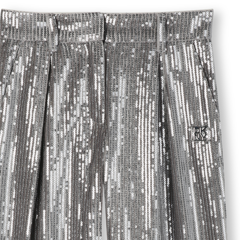 Pantal&oacute;n adornado con lentejuelas plateadas DKNY 
                        NI&Ntilde;A