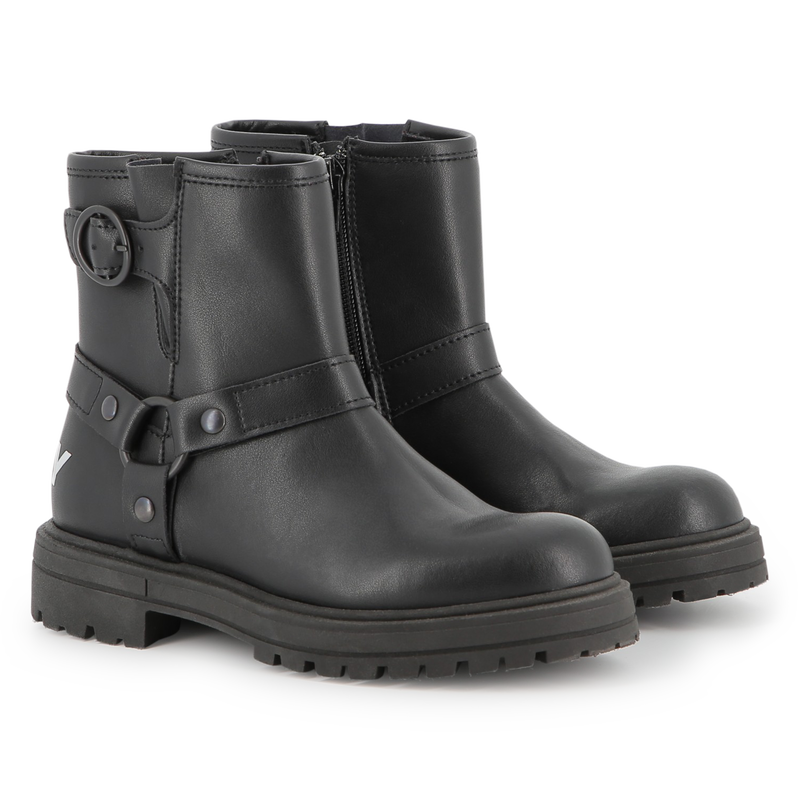 Botas biker de piel de vacuno DKNY 
                        NI&Ntilde;A