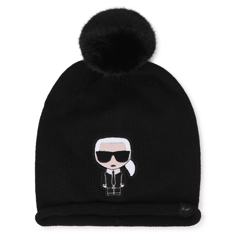 Gorro con pomp&oacute;n KARL LAGERFELD KIDS 
                        NI&Ntilde;A