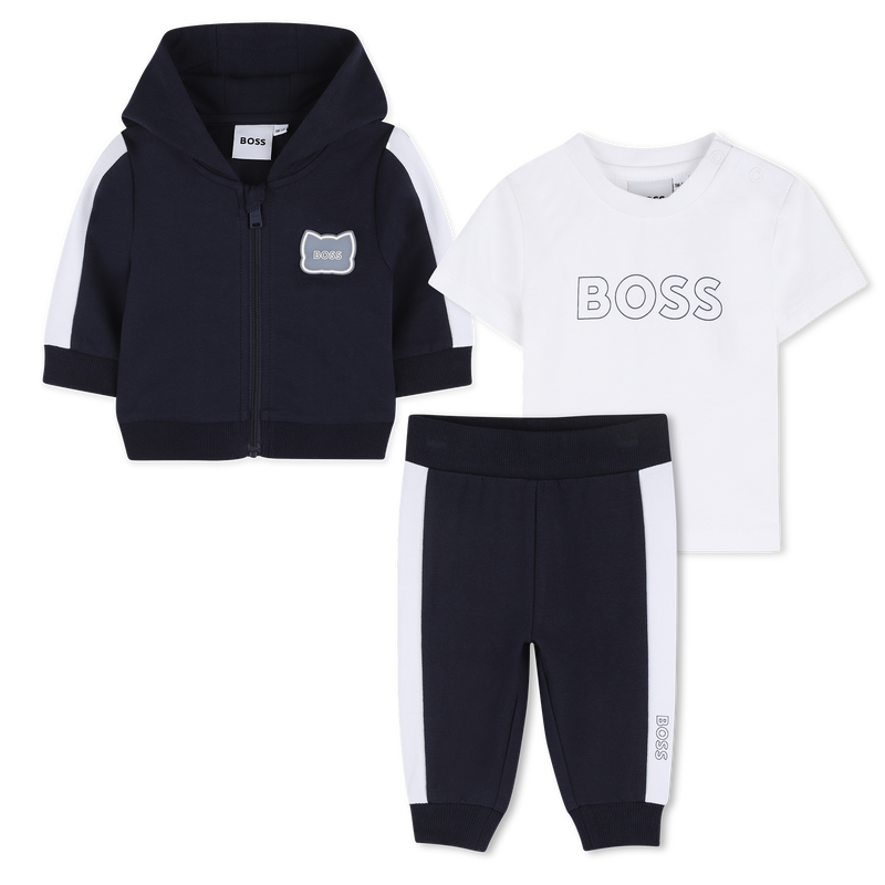 CONJUNTO DE C&Aacute;RDIGAN + PANTAL&Oacute;N + CAMISETA BOSS 
                        NI&Ntilde;O