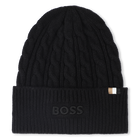 Gorro de punto trenzado, NEGRO, hi-res