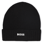 Gorro de punto con logo, NEGRO, hi-res